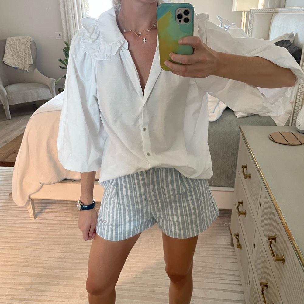 Zara ruffled poplin top